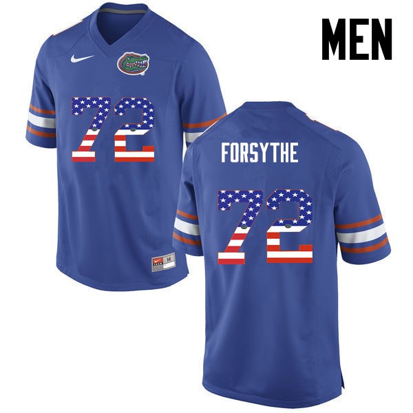 Florida Gators Men #72 Stone Forsythe College Football USA Flag Fashion Blue